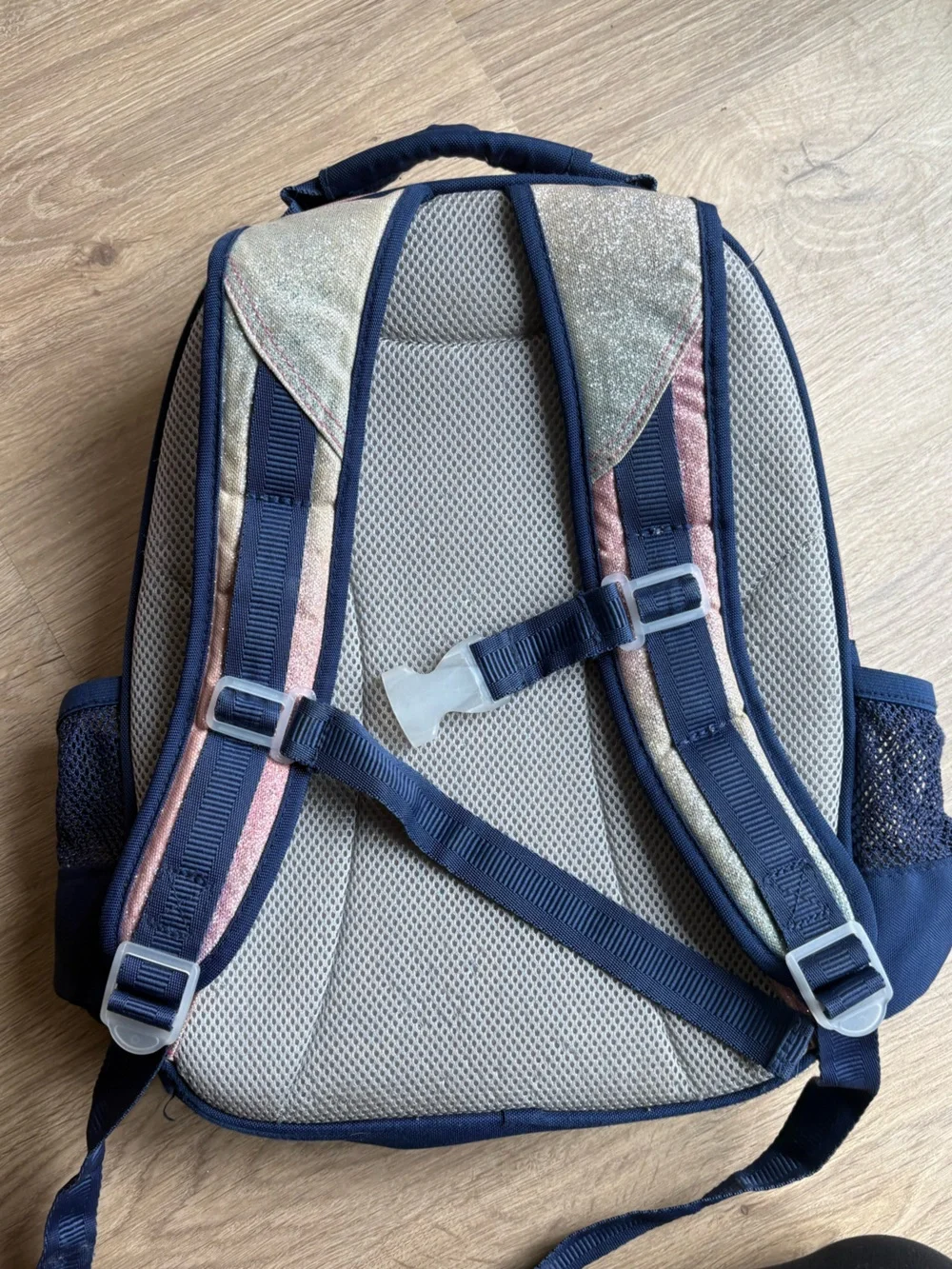 Pottery Barn Kids Glitter Ombre Backpack - Pink, Cream/Green & Navy
